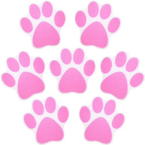 Mudder 20 Pcs Non Slip Bathtub Sticker Cute Anti Slip Shower Sticker Adhesive Black Grey Pink Paw Decal Safety Traction Grip Treads Appliques for Bathtub Pool Boat Stair Shower Floor(Pink) - color: Pink