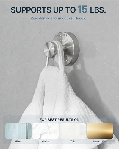 RARXTR 3PCS Bathroom Hardware Set, Brushed Nickel Wall Mounted Toilet Paper Holder, 2 Suction Cup Towel Hooks, Bathroom Accessories SUS 304 Stainless Steel, Rust-Proof, Modern - color: Brushed Nickel
