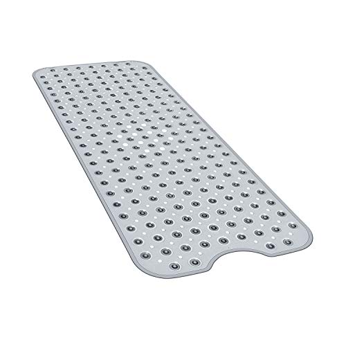 YINENN Bath and Shower Safety Mats 40x16 inch, Non Slip with Suction Cups for Bathroom Stall and Tub Floor, Extra Large and Machine Washable, Drain Holes Keep Bathtub Clean, Clear Gray - color: Clear Gray