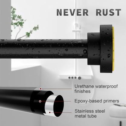 Thestoa Shower Curtain Rod Adjustable 43-92 inch, 1"Diameter Spring Tension Curtain Rod No Drill, Anti-Rust Non-Slip Shower Rod, Black Shower Curtain Rod for Bathroom Tension - color: Black, size: 43"- 92"