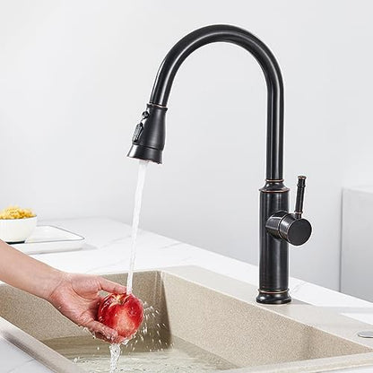 TIORIY Kitchen Sink Faucet Spray Head Replacement with 15 Adapters, Pull Down Kitchen Faucet Replacement Head, 3 Function Pull Out Kitchen Faucet Spray Nozzle, Oil Rubbed Bronze - color: Oil Rubbed Bronze