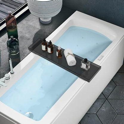 Acrylic Bathtub Tray, 29.9x7.9 Inch Bath Tray with 66lbs Capacity, 8mm Thick Spa Tub Shelf for Wine Book Tablet, Clear/Clear Black/Pure Black (Clear Black) - color: Clear Black