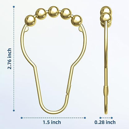 Titanker Gold Shower Curtain Rings, Rust-Resistant Metal Shower Curtain Hooks for Bathroom Shower Rods Shower Hooks Rings for Curtain - Set of 12 - color: Gold