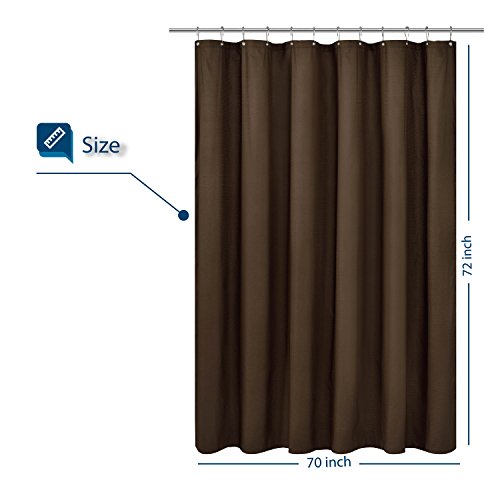 Barossa Design Soft Microfiber Fabric Shower Liner or Curtain, Hotel Quality, Machine Washable, Water Repellent, Chocolate Brown, 70 x 72 inches - color: Brown, size: 70"W x 72"L (Pack of 1)