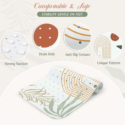 SHUCHING Bath Mat for Tub Non Slip-40x16 Inch, Boho | Bathtub Mat for Elderly Mold Free, Long Shower Mat for Inside Shower with Suction Cup, Machine Washable - color: Boho