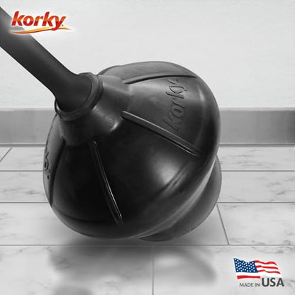 Korky Black Toilet Plunger and Holder – Fast Clog Removal - Made in USA - color: Black