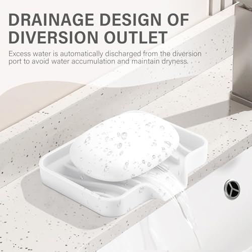 2PCS Self Draining Soap Holder,Spofit Silicone Soap Dish, Suitable for for Kitchen, Bathroom, Shower, Bath Tub,Soap Container (White) - color: White