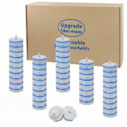 Disposable Toilet Brush Refill Heads, 50 Count, Upgraded 3-Layer Fiber Design for Deep Cleaning, Compatible with Most Toilet Wand Systems, Bathroom Scrubbing Pads