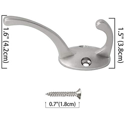 IBosins 12 Pack Silvery Double Coat Hooks Wall Mounted with 24 Screws | Retro Double Hooks Utility Hooks for Coat, Scarf, Bag, Towel, Key, Cap, Cup, Hat - color: Silver