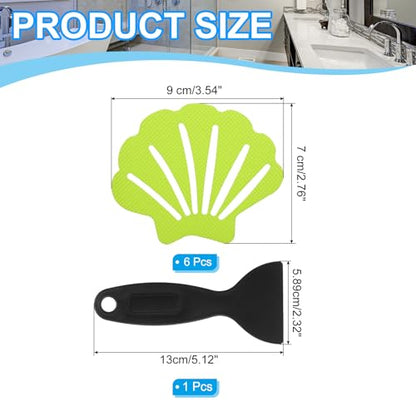 PATIKIL Bathtub Non Slip Stickers 3.54x2.76 Inch, 6 Pack Shell Safety Shower Floor Anti Slip Stickers with Adhesive Decals Scraper for Bath Tub Shower Floor Stair, Light Green - color: Light Green