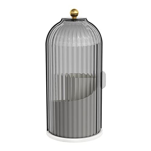 YOOLENS Makeup Brush Holder with Lid 360 Rotating Clear Dustproof Make Up Organizers for Vanity Bathroom Countertop, Gray - color: Gray