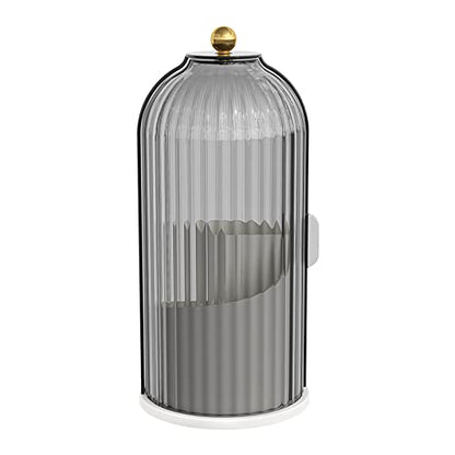 YOOLENS Makeup Brush Holder with Lid 360 Rotating Clear Dustproof Make Up Organizers for Vanity Bathroom Countertop, Gray - color: Gray
