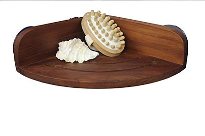 AquaTeak The Original Kai Corner Teak Shower Shelf | Durable, Water-Resistant Teak Construction, Indoor & Outdoor Use