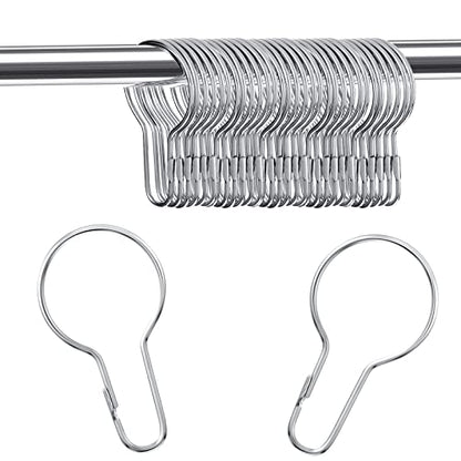 Queekay Metal Shower Curtain Hooks Reusable Hanging Clips,Silver,60 Pcs | Metal Rings for Bathroom Shower, Bedroom Curtains hooks, Rust Resistant Finish, Versatile Hangers, Home Kitchen Hanging Clip - color: Silver