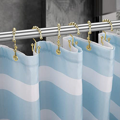 Titanker Gold Shower Curtain Hooks Rings, Rust-Resistant Metal Double Glide Shower Hooks Rings for Bathroom Shower Curtains Rods, Set of 12 Hooks - Light Gold - color: Light Gold, style: Modern