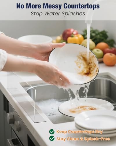 Acrylic Sink Splash Guard, Highly Transparent Fixed Splash Guard for Kitchen Island & Bathroom（15.8"L x 1.6"W x 4.7"H） - size: 15.8″