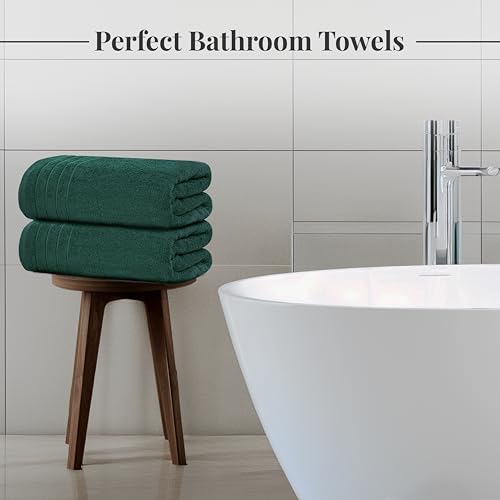 4 Piece Extra Large Bath Towels 30 x 60 Inches, Hunter Green | 100% Cotton, Larger & Lighter Weight, Quicker to Dry, Super Soft and Absorbent, Perfect for Bathroom - color: Hunter Green