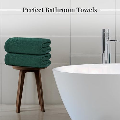 4 Piece Extra Large Bath Towels 30 x 60 Inches, Hunter Green | 100% Cotton, Larger & Lighter Weight, Quicker to Dry, Super Soft and Absorbent, Perfect for Bathroom - color: Hunter Green