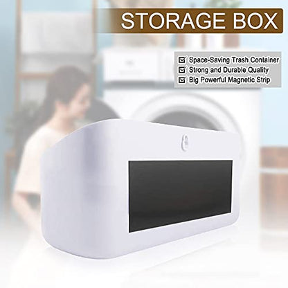 Picowe Magnetic Laundry Storage, Lint Holder Bin for Laundry Room, Space-Saving Trash Container Hanging on Dryer, Washer or Wall Mount Trash Bin (Gray White) - size: M - White