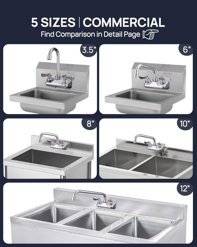 4" Center 12" Spout Commercial Wall Mount Sink Faucet for Restaurant & Bar | Solid Brass with Chrome Finish, 1.8 GPM Stainless Swivel Spout, Leak-Free Washerless Ceramic Cartridge Valve, 1/2" NPT Male - size: 4" center 12" spout