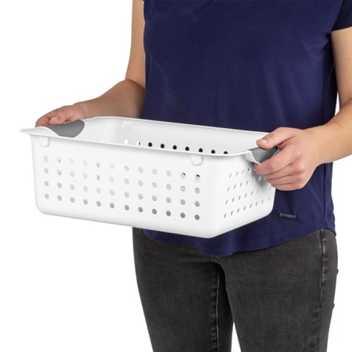 Sterilite Medium Ultra™ Basket, Open Plastic Storage Bin, White, 6 Pack | Classic Storage Organizer Baskets for Countertops, Pantry Shelves, Kitchen Cabinets, Laundry Rooms & Home Offices