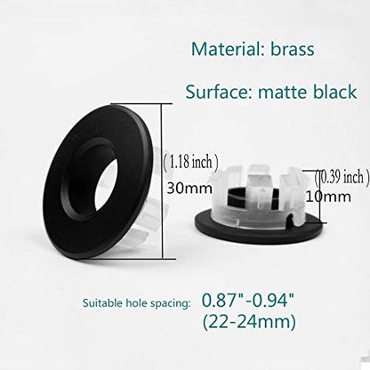 Sink Basin Trim Overflow Cover Brass Insert in Hole Round Caps Matte Black 2 PCS - color: Matte Black 2 Pcs