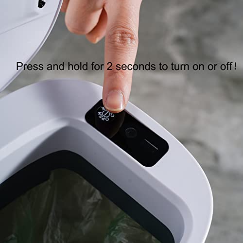 Sooyee 14 Liter Automatic Trash Can with lid,3.6 Gallon Touchless Trash Can or Kick,Garbage Cans for Kitchen,Bathroom,Office,Bedroom,Living Room,White - color: 14L White