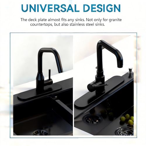MAYYAYA Kitchen Sink Faucet Hole Cover, 10 IN, 304 Stainless Steel, Black-RunRoadShape | Deck Plate Escutcheon, Plumbing Cover Plate, For Pull Down Faucet - color: Black-Run