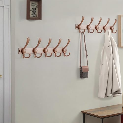Coat Rack Wall Mount, Heavy Duty 12-Gauge Base vs Flimsy 1mm, Double-Thick Solid Anti-Snap Hooks, 16” Stud-Mount, Stainless Steel Hanger for Clothes Hat Entryway Closet Mudroom, Rose Gold - color: Rose Gold, size: L=17" (1pcs)