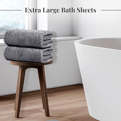 2 Piece Extra Large Bath Sheets 35 x 70 Inches, Dark Grey | 100% Cotton, Larger & Lighter Weight, Quicker to Dry, Super Soft & Absorbent, Oversized Bath Towels - color: Dark Grey