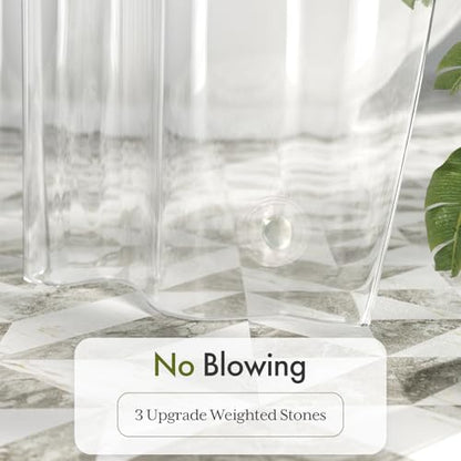 Bathway Shower Curtain Liner Clear Heavy Duty Shower Curtain Liner 60x72 Plastic Shower Liner PEVA Waterproof Shower Curtain Liner Thick for Bathroom with 3 Big Stones and 10 Rustproof Grommets - color: 1b-clear Heavy, size: 60"W x 72"L (Pack of 1)