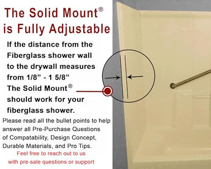 Grab Bar Mounting Kit for Fiberglass Showers - The Solid Mount Made in USA | Anchors directly into a wall stud. One-piece spacer helps prevent rotation and uneven compression. Grab Bar Not Included.