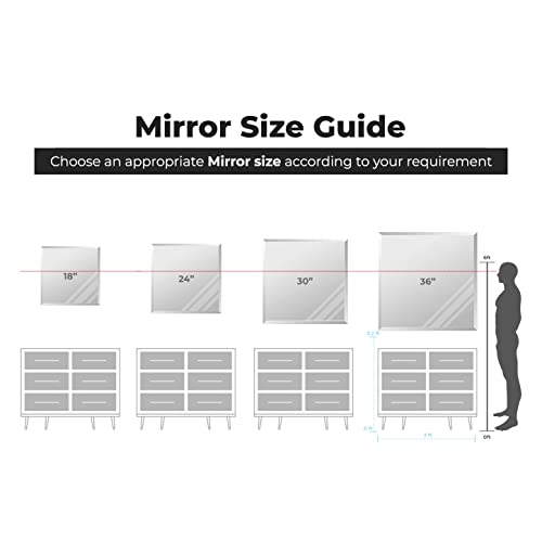 36 Inch Square Frameless Bathroom Vanity Mirror with Beveled Edge - Shatterproof Wall Mounted Decorative Glass with Safety Backing for Living Room Bedroom Hallway Entryway - Fab Glass and Mirror - size: 36"L x 36"W, style: Square