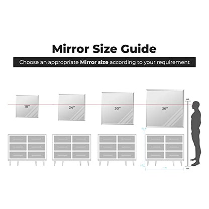 36 Inch Square Frameless Bathroom Vanity Mirror with Beveled Edge - Shatterproof Wall Mounted Decorative Glass with Safety Backing for Living Room Bedroom Hallway Entryway - Fab Glass and Mirror - size: 36"L x 36"W, style: Square