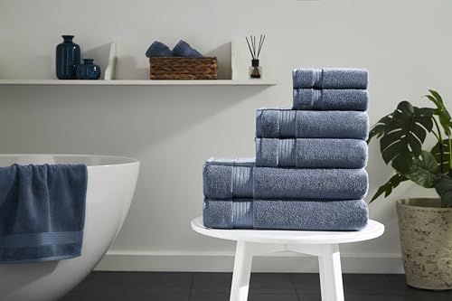 Ozdilek 6-Piece Bath Towel Set, 2 Bath, 2 Hand, 2 Wash, 100% Cotton Turkish Towels, 2 Bath Towels (30x60/550 GSM), 2 Hand Towels (16x30/575 GSM), 2 Washcloths (13x13/600 GSM) (Ocean Blue) - color: Ocean Blue