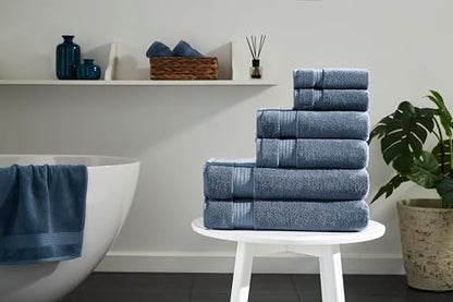 Ozdilek 6-Piece Bath Towel Set, 2 Bath, 2 Hand, 2 Wash, 100% Cotton Turkish Towels, 2 Bath Towels (30x60/550 GSM), 2 Hand Towels (16x30/575 GSM), 2 Washcloths (13x13/600 GSM) (Ocean Blue) - color: Ocean Blue