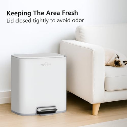 mVm Kitchen Trash Can, 5.3 Gal Trash Can with Lid, Smooth Edge Step Garbage Bin for Home Kitchen Office (White) - color: White, size: 5.3Gal