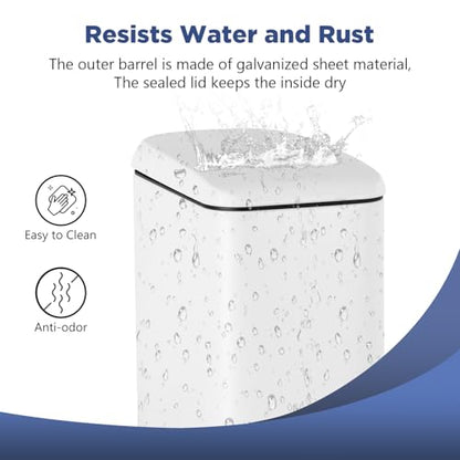 BestOffice Bathroom Trash Can with Lid, 1.3 Gallon Step Pedal Small Trash Can, White Stainless Trash Bin for Bathroom, Bedroom, Kitchen, Office (5L) - color: White