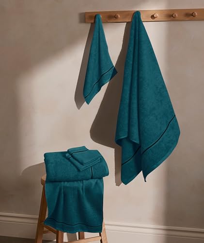 MyOwn Ultra Soft 6 Pack Cotton Towel Set, Contains 2 Bath Towels 28x55 inch, 2 Hand Towels 16x24 inch & 2 Wash Coths 12x12 inch, Ideal Everyday use, Compact & Lightweight - Teal - color: Teal, size: 6 Piece Set