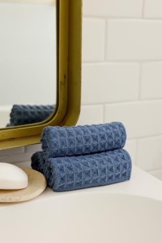 GEOMETRY Midnight Blue Waffle Washcloths - color: Midnight, size: 10"x10" (3 pack)