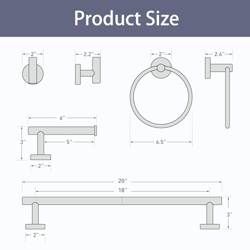Gold Bathroom Accessories 5 Piece, 18 Inch Bath Hardware | Wall Mounted Brushed Gold Towel Rack, Durable SUS304 Stainless Steel Towel Bar Set - color: Brushed Gold-5pcs, size: 20 Inch