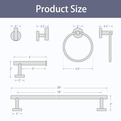 Gold Bathroom Accessories 5 Piece, 18 Inch Bath Hardware | Wall Mounted Brushed Gold Towel Rack, Durable SUS304 Stainless Steel Towel Bar Set - color: Brushed Gold-5pcs, size: 20 Inch