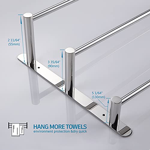 KOKOSIRI Bath Towel Bars Bathroom 3-Tiers Ladder Towel Rails Wall Mounted Towels Shelves Rack Stainless Steel, Polished Chrome, B5002CH-L24