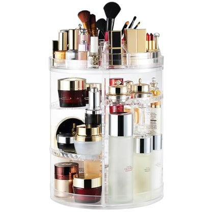 AMEITECH Makeup Organizer, 360 Degree Rotating Adjustable Cosmetic Storage Display Case with 8 Layers Large Capacity, Fits cosmetics, Makeup Brushes, Lipsticks and More, Clear - style: 8 Layers with lipsticks boxes