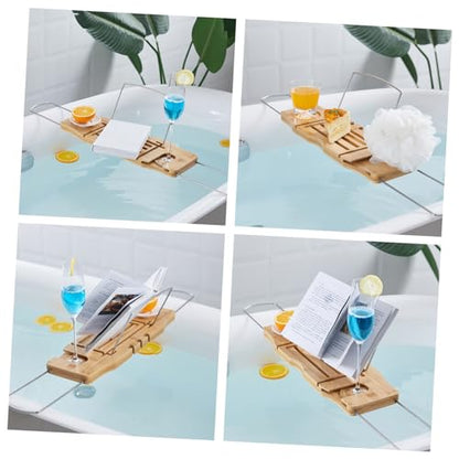 MAGICLULU Bamboo Bathtub Tray Table for Bathtub Expandable Bath Shelf Phone Holder Multifunctional Wood Bathroom Organizer for Reading and Relaxing