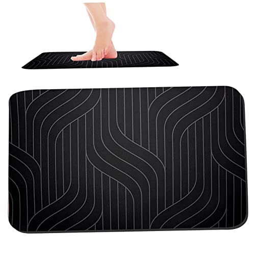 Diatomite Stone Bath Mat Quick Dry Bathroom Mat Non-Slip Bathroom Diatomaceous Earth Bathroom Floor Mat Carpet 40x60 cm Black - color: Black
