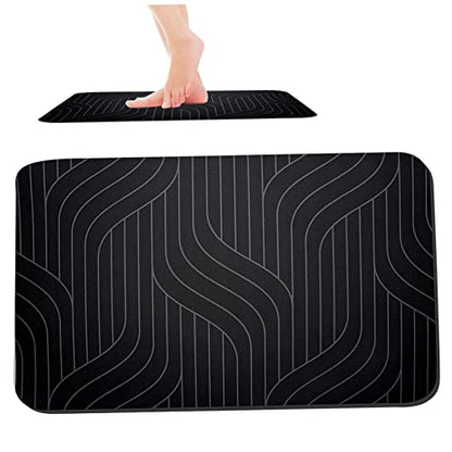 Diatomite Stone Bath Mat Quick Dry Bathroom Mat Non-Slip Bathroom Diatomaceous Earth Bathroom Floor Mat Carpet 40x60 cm Black - color: Black