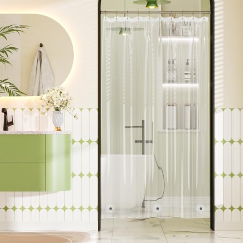 Bathway Shower Curtain Liner, Clear Shower Curtain Liner 54x78 PEVA Waterproof Shower Curtain Liner Plastic with 3 Magnets and 9 Rustproof Metal Grommets, Lightweight Stall Long Shower Liner Bathroom - color: 1a-clear, size: 54"W x 78"L (Pack of 1)