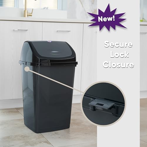 Superio 13 Gallon Plastic Swing Lid Trash Can, Grey/Black 2 Pack, Ideal for Home, Office, Garage, Patio, and Outdoor Use - size: 13 Gallon, style: 2 Pack