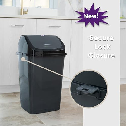 Superio 13 Gallon Plastic Swing Lid Trash Can, Grey/Black 2 Pack, Ideal for Home, Office, Garage, Patio, and Outdoor Use - size: 13 Gallon, style: 2 Pack